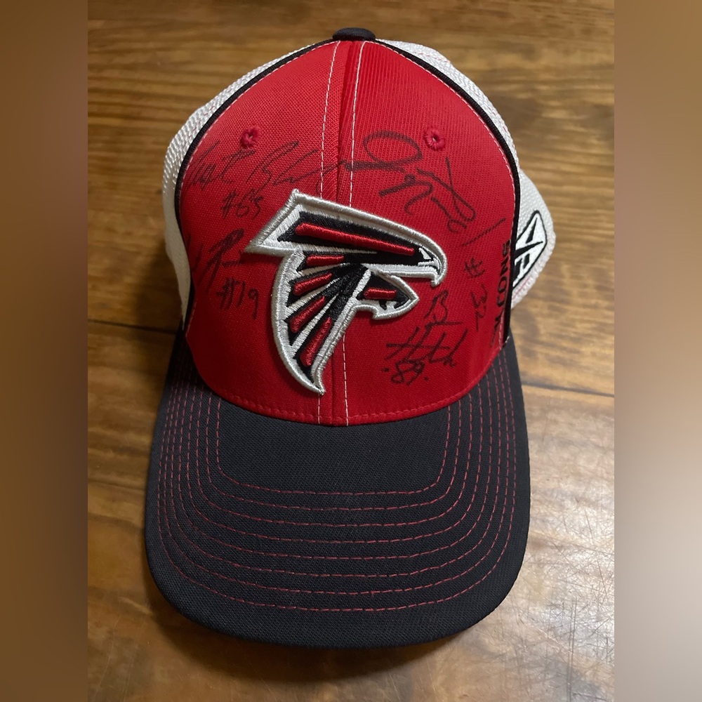 NFL Equipment Falcons Mesh Cap Embroidered Logo & Autographed Signatures OSFA